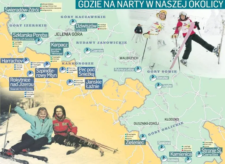 mapa ośrodk&oacute;w narciarskich wrocław okolice