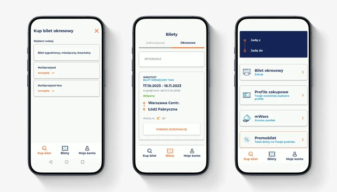 Aplikacja PKP Intercity ekran zakupu biletu