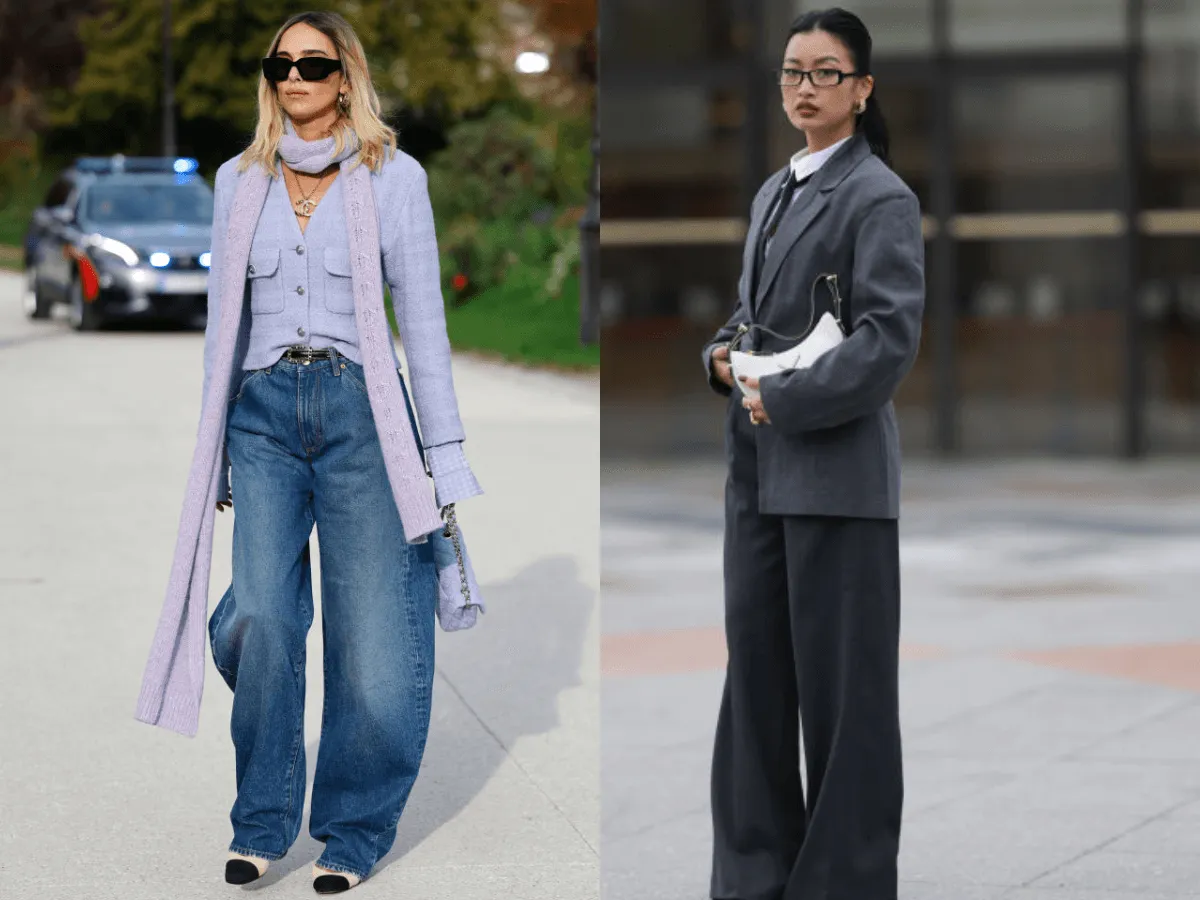 Stylizacje z szerokimi spodniami na co dzień, do pracy i wieczór