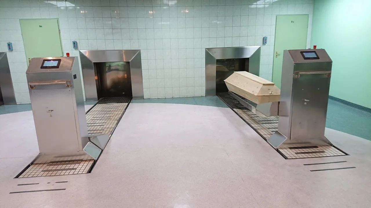 krematorium w Anglii, nowoczesne krematorium, wnętrze krematorium UK