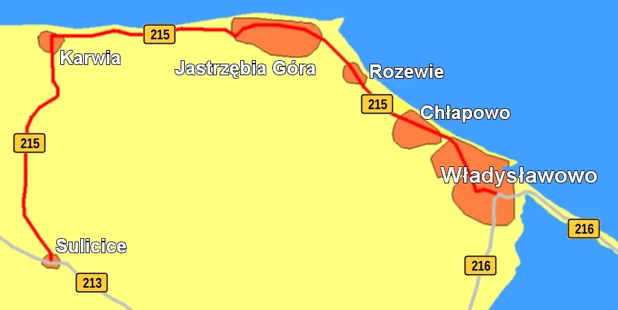 Mapa Polski z zaznaczoną Jastrzębią Górą