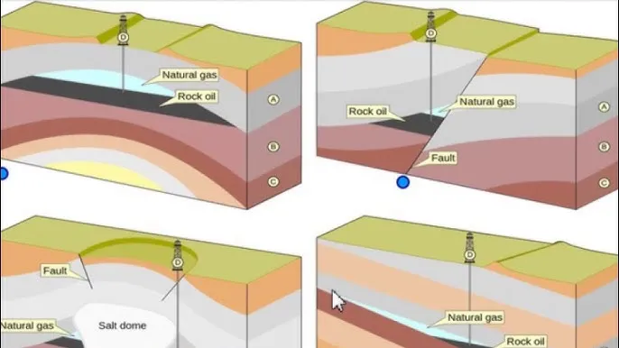Rodzaje pułapek geologicznych dla ropy naftowej schemat