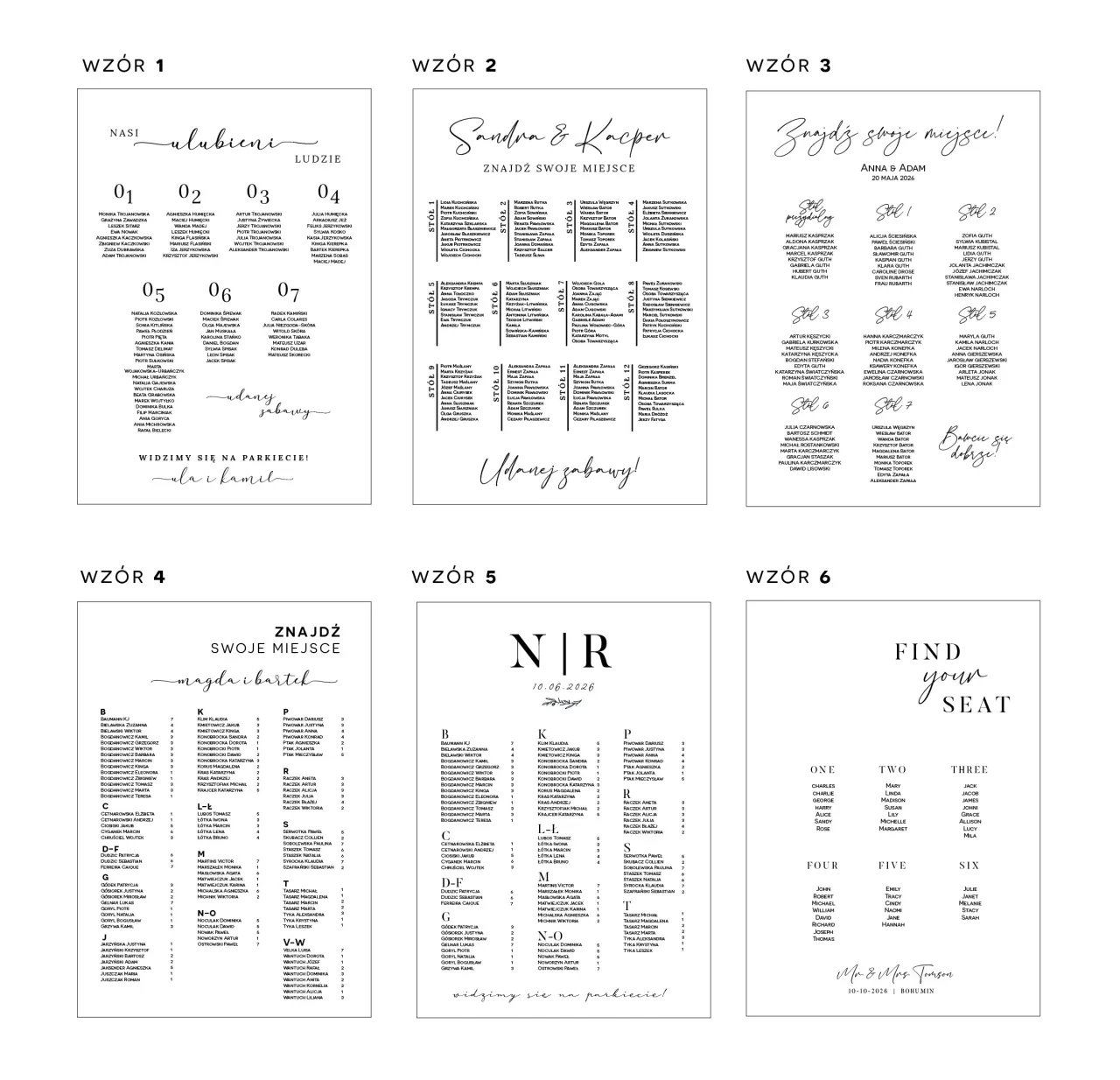 Przykładowe układy stoł&oacute;w na wesele