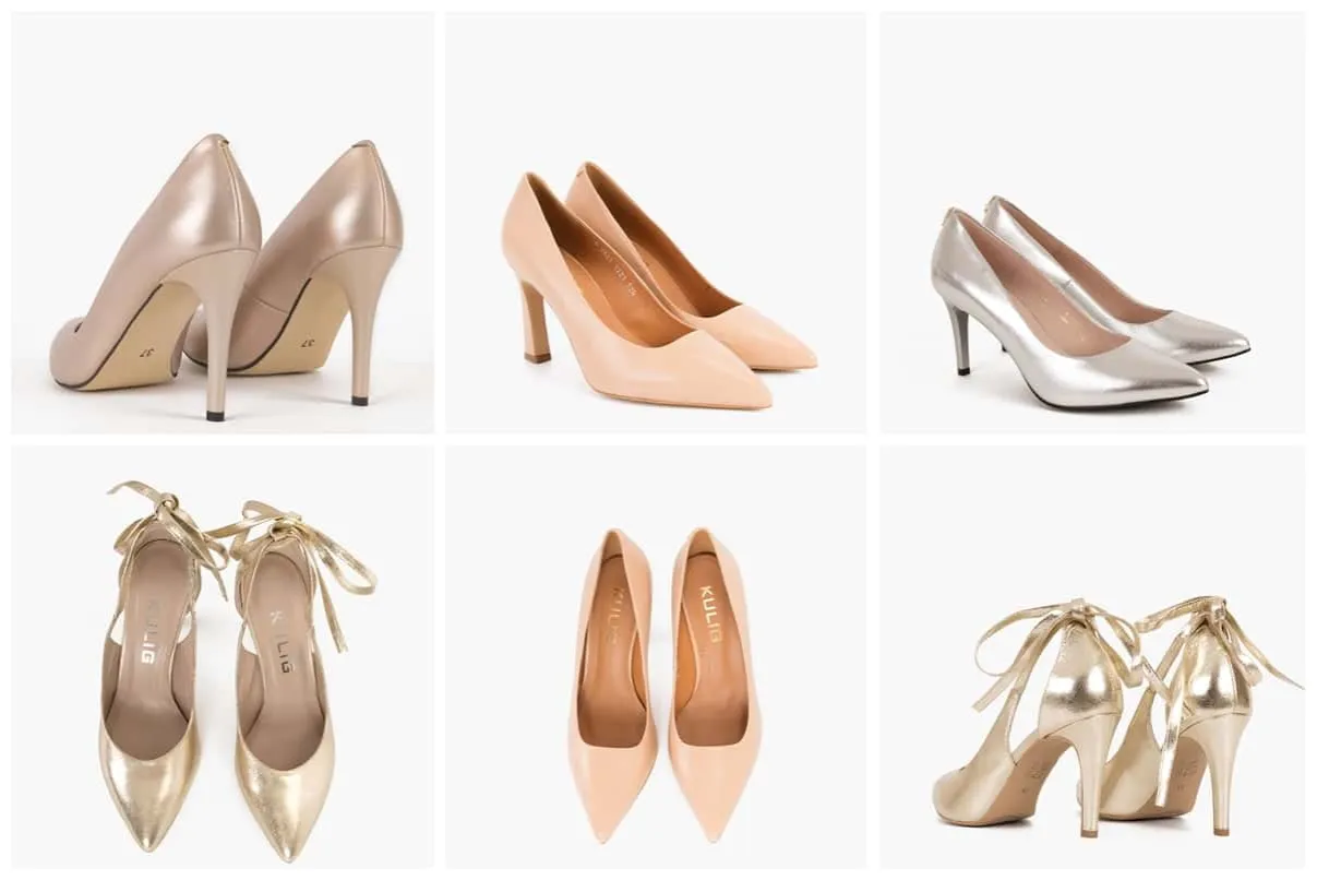Buty ślubne w r&oacute;żnych odcieniach bieli i nude