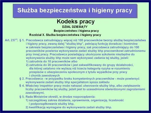 Kodeks pracy i rozporządzenia BHP