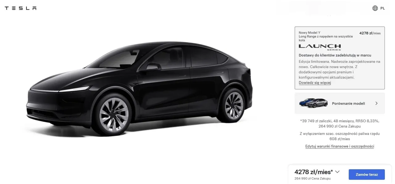 Tesla Model Y z dopłatą M&oacute;j Elektryk