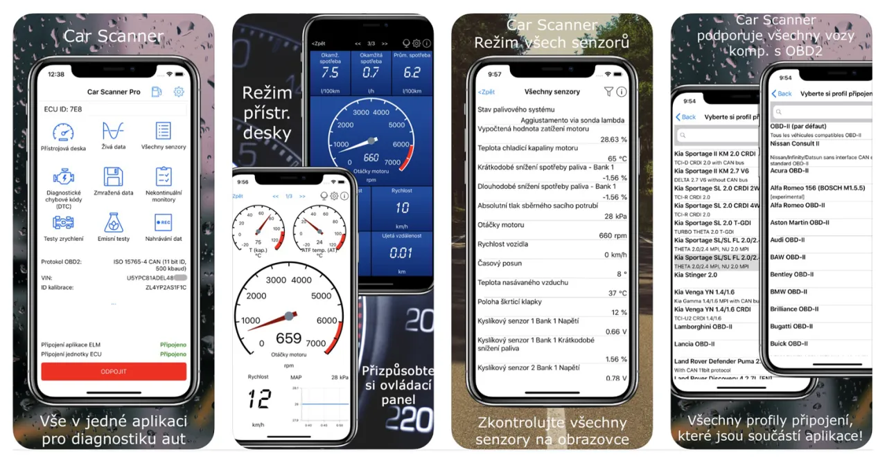 aplikacja diagnostyczna OBD2 na telefon, ekran aplikacji Car Scanner