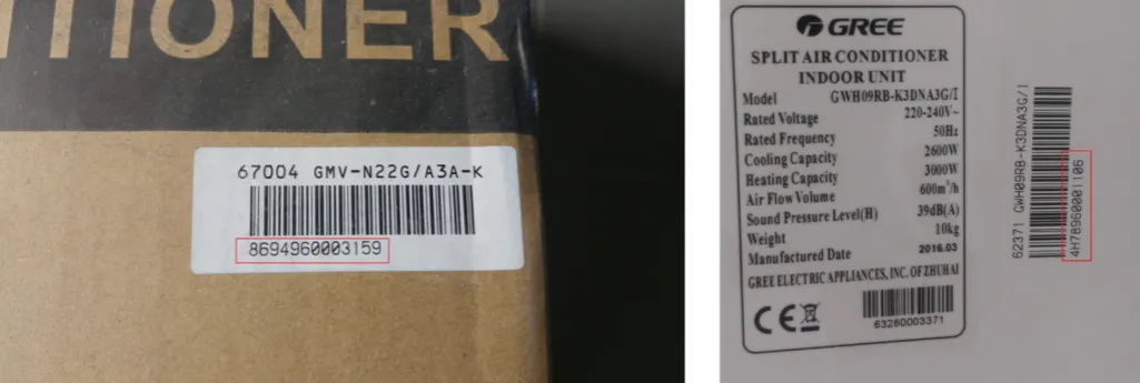 tabliczka znamionowa klimatyzacja split