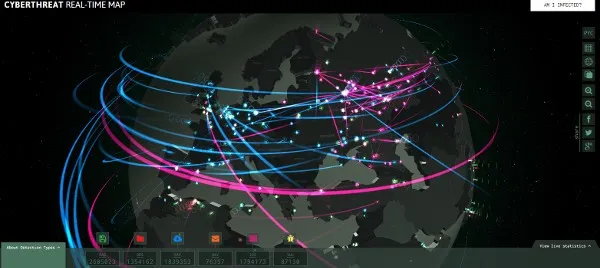 Mapa cyberzagrożeń online infografika
