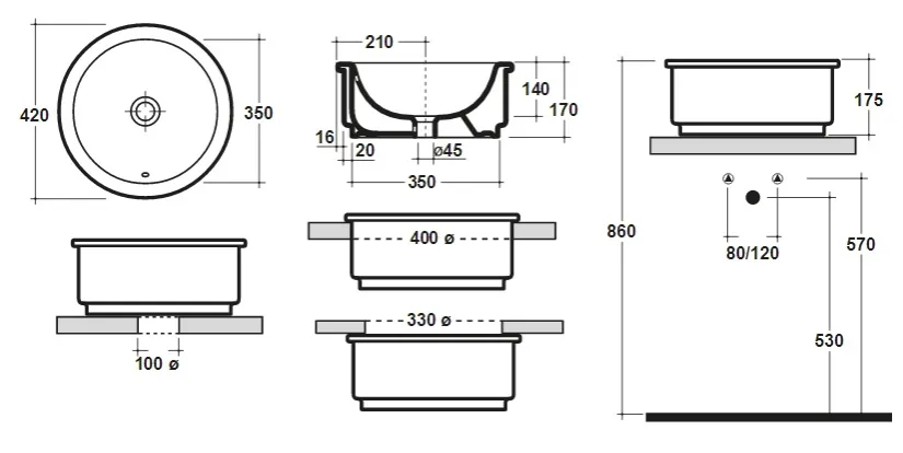 Umywalka nablatowa montaż wysokość