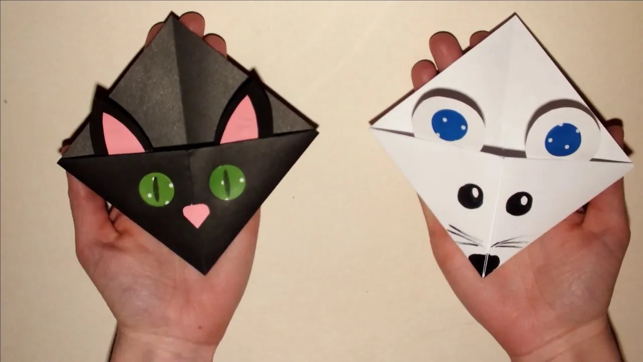 zakładki narożne kot origami szablon