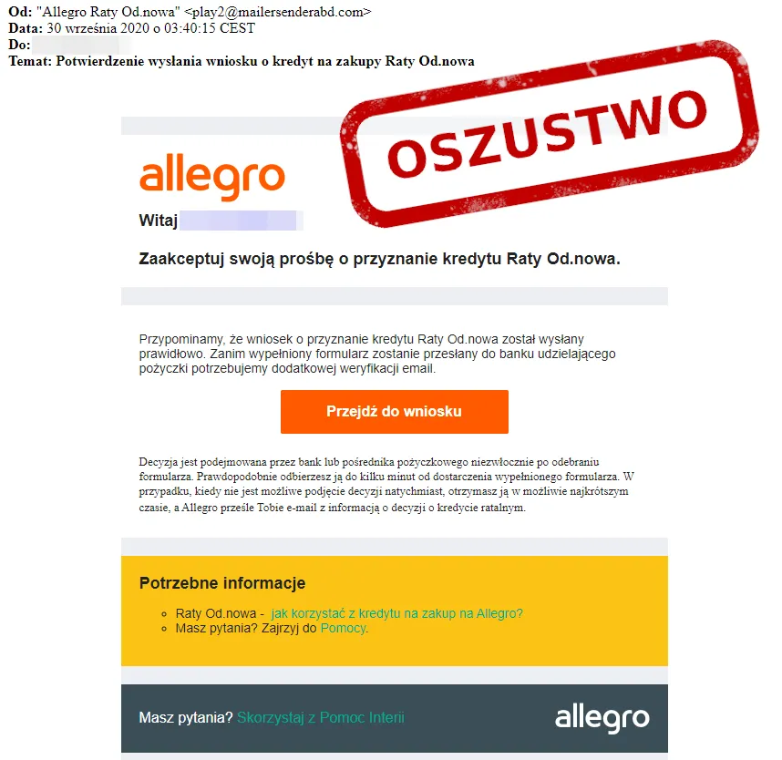 Przykłady phishingu i fałszywych stron