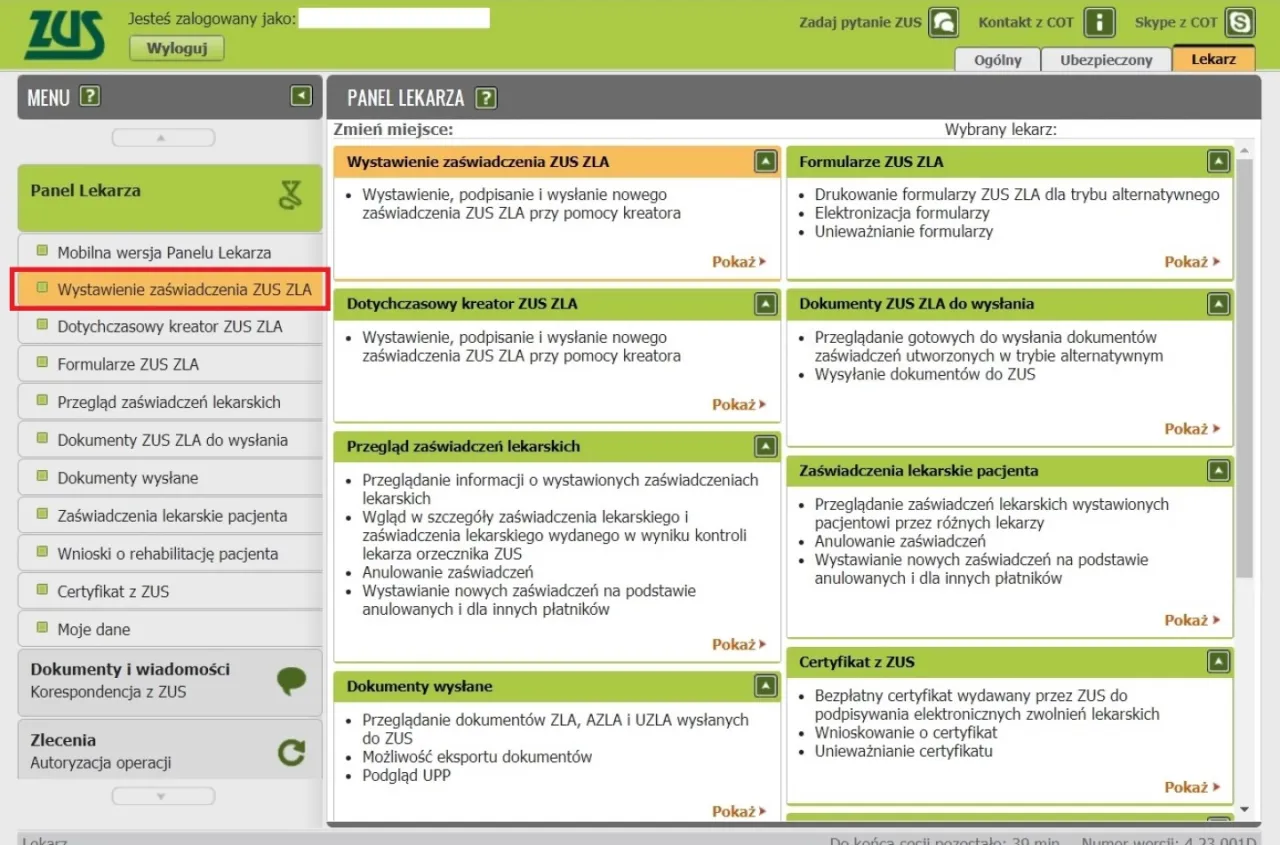 dentysta wystawia zwolnienie lekarskie ZUS PUE