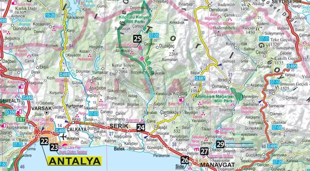 Mapa Riwiery Tureckiej z zaznaczonym Morzem Śródziemnym