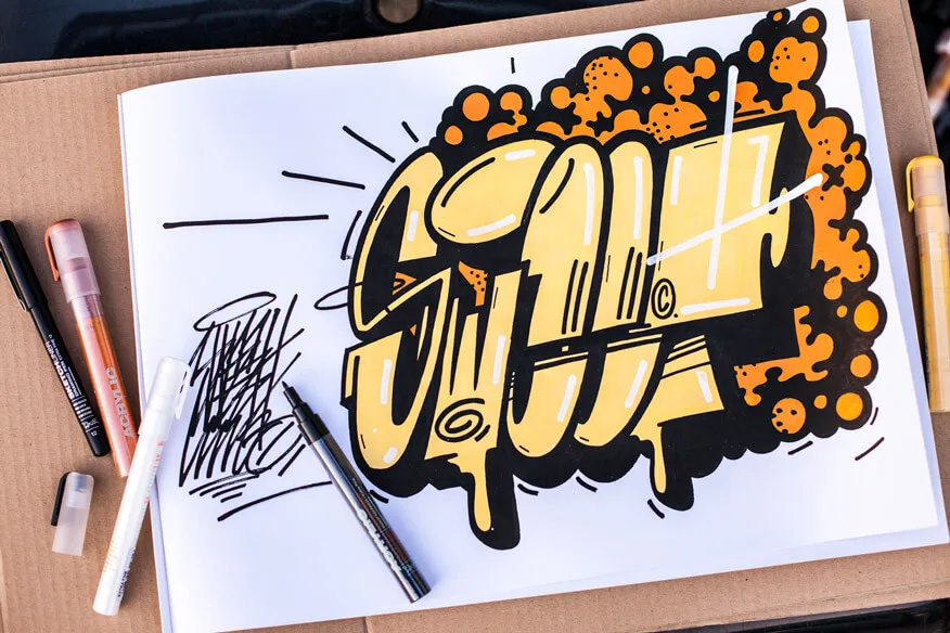 Graffiti Bleistifte und Skizzenbuch