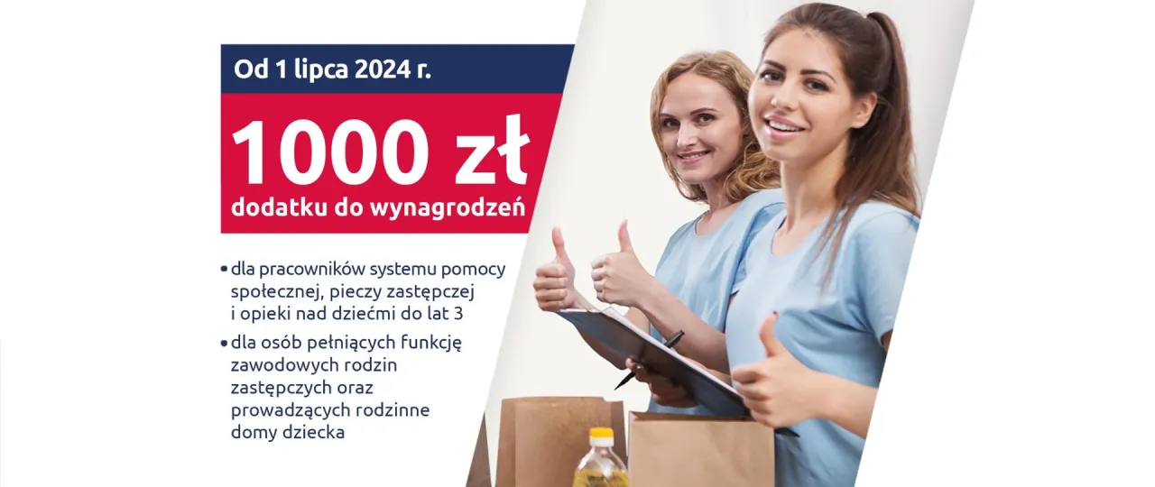 Dodatek 1000 zł brutto dla pracowników pomocy społecznej