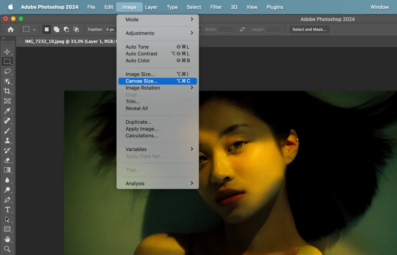 Rozciąganie tła portret Photoshop