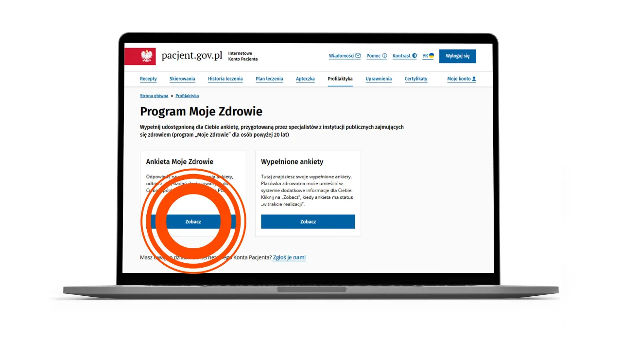 osoba wypełniająca ankietę medyczną online