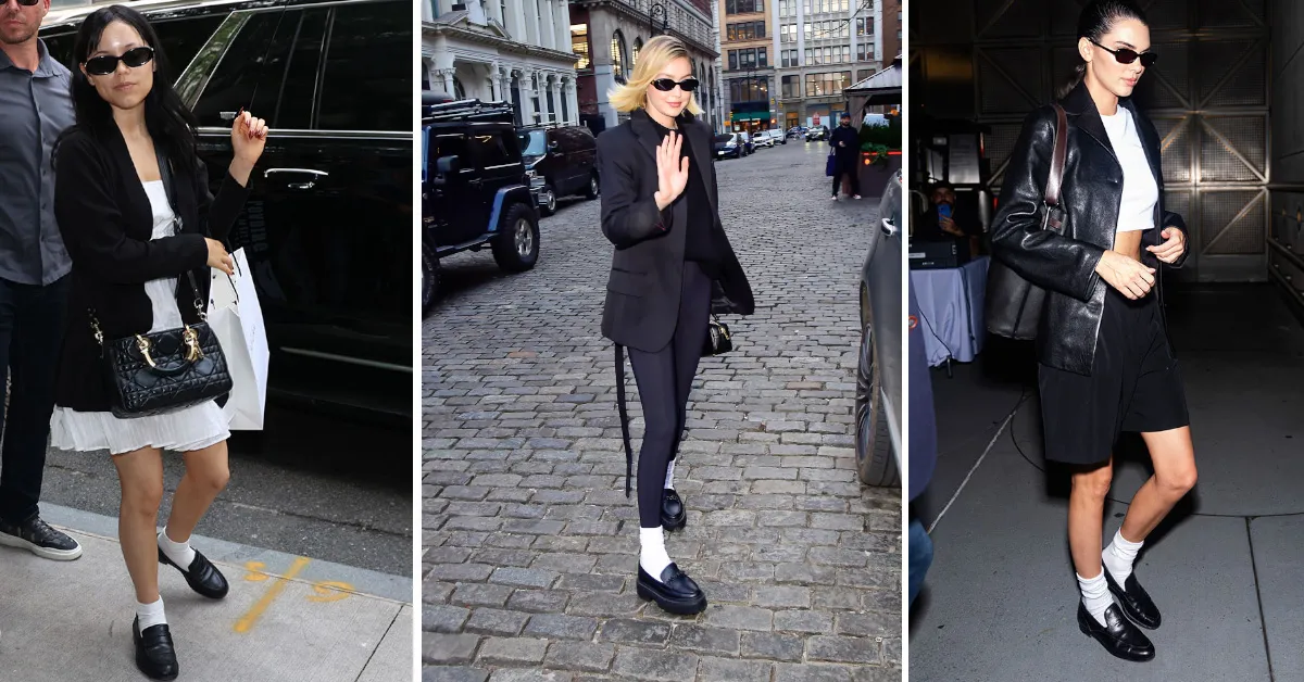 Mokasyny damskie ze skarpetkami stylizacje preppy