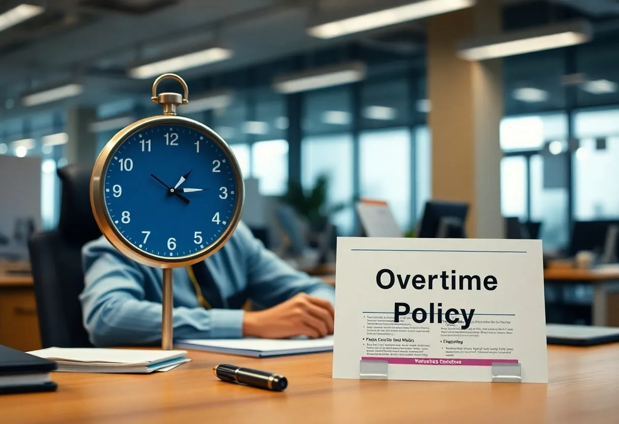 Pracownik odmawiający pracy w nadgodzinach, prawnik wyjaśniający prawa pracy