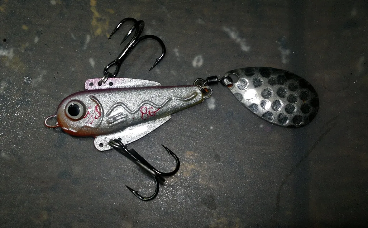 Haczyk nr 8 z przynętą i złowioną rybą