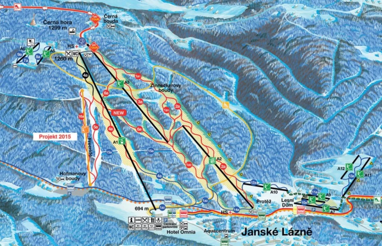 Mapa ośrodk&oacute;w narciarskich Sudety i Karkonosze