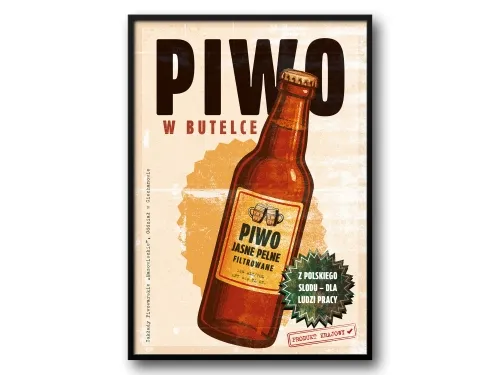 Etykiety piw PRL stylizowane retro