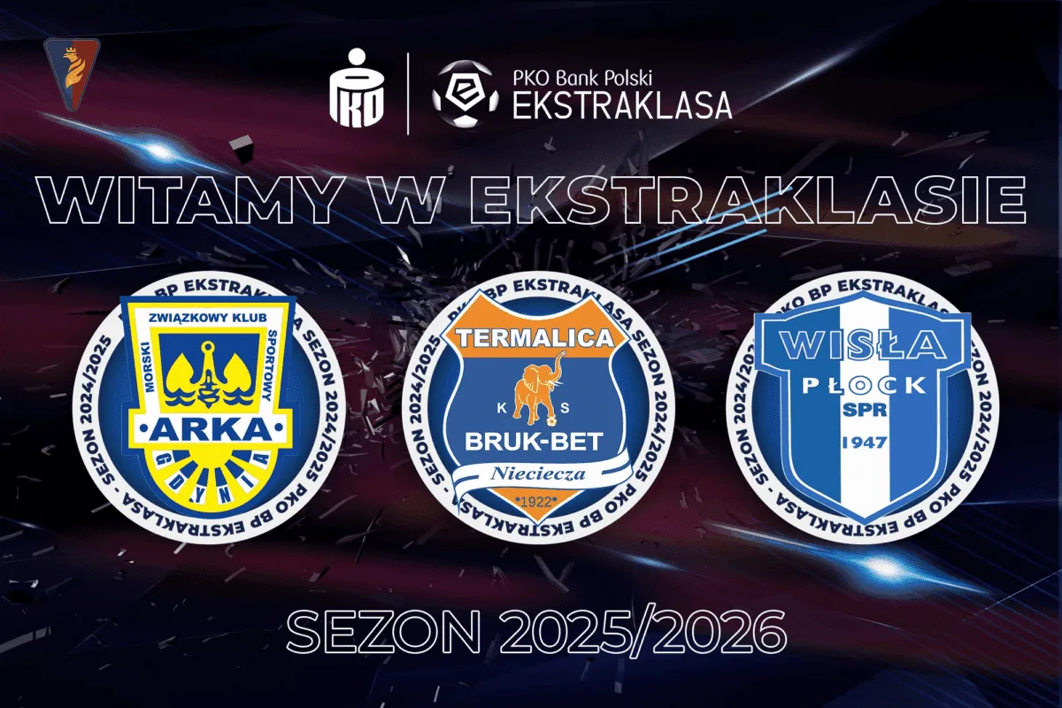 Beniaminkowie Ekstraklasy 2025/2026 loga drużyn