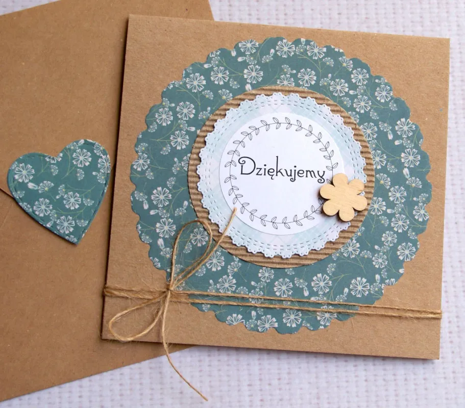 personalizowana kartka z podziękowaniami handmade