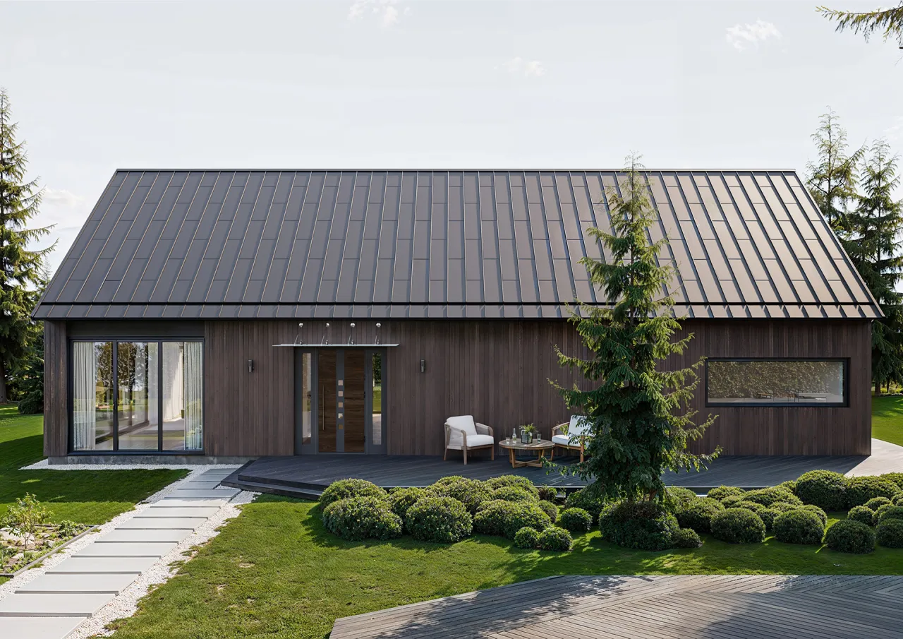 dach z blachy płaskiej z widocznymi rąbkami