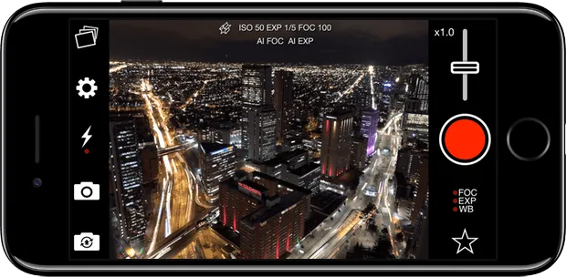 interfejs aplikacji nightcap camera