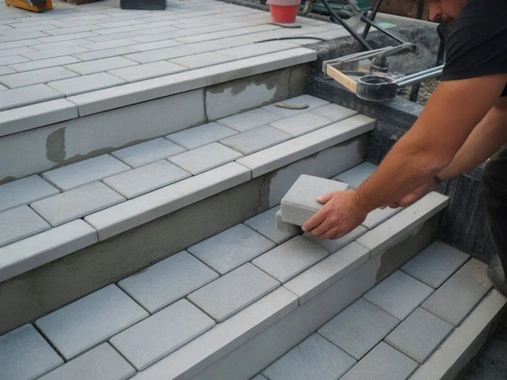 czyszczenie i naprawa schod&oacute;w betonowych przed układaniem kostki