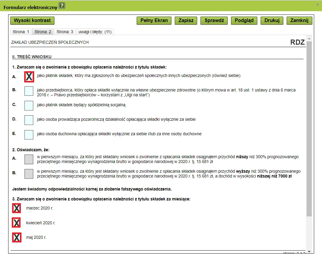 zwolnienia z opłacania składek ZUS