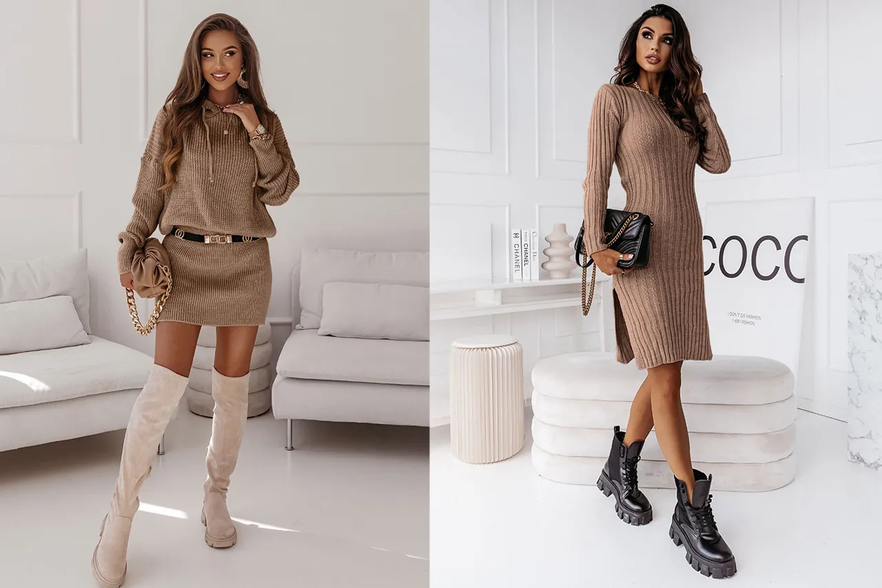 modne sukienki dzianinowe stylizacje