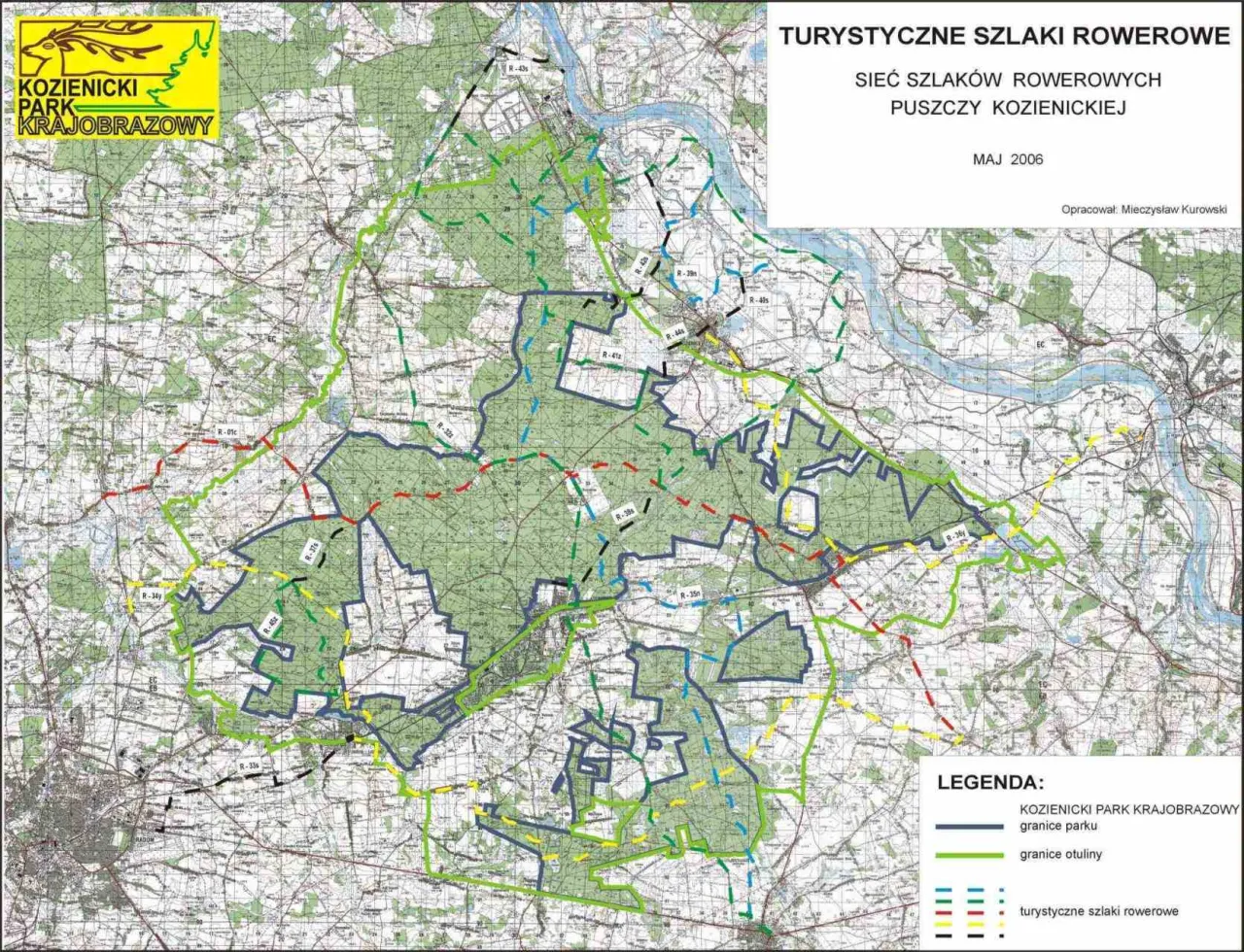 Puszcza Kozienicka trasy rowerowe mapa