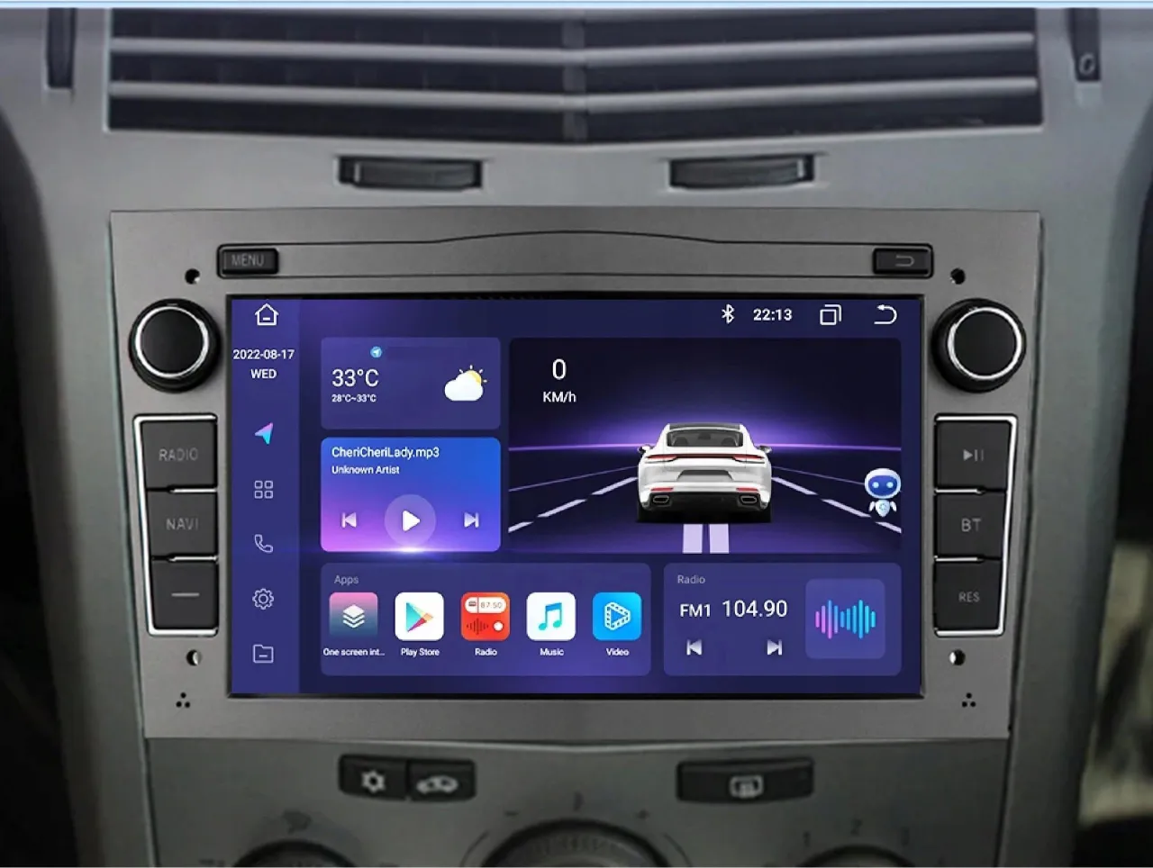 Nowoczesne radio Android do Opla Astry H z nawigacją, muzyką i pogodą.