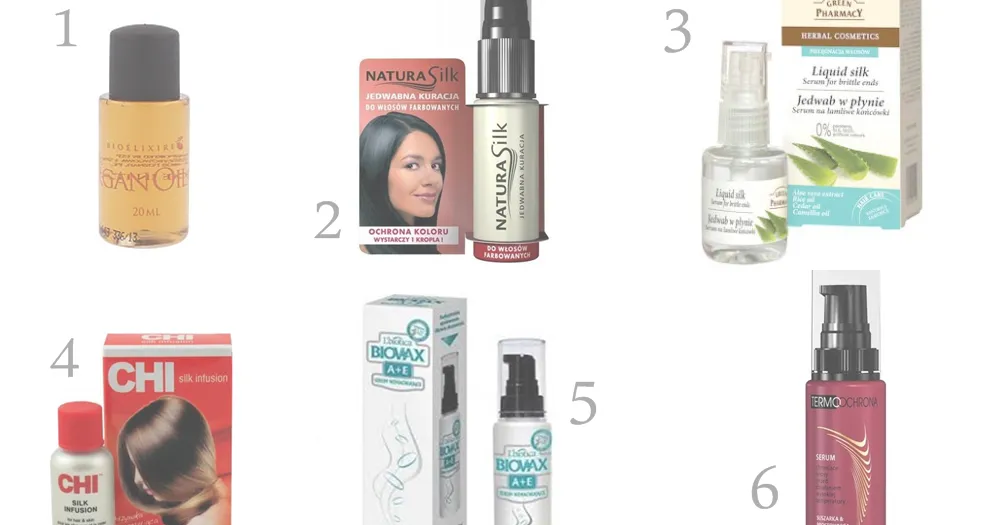 różne rodzaje serum do włosów, butelki serum silikonowe olejowe wodne