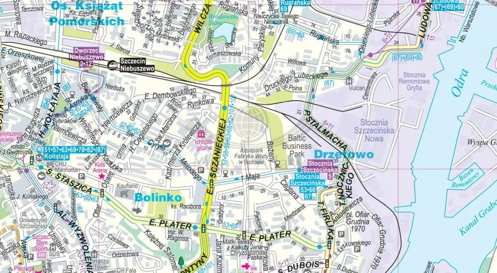 Mapa drogowa Szczecin do Międzyzdrojów i Świnoujścia