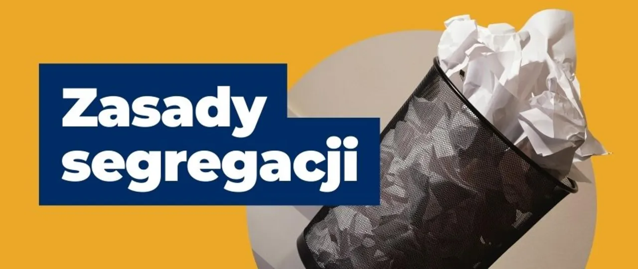 Zasady segregacji odpadów komunalnych. Kosz z pogniecionymi kartkami papieru.