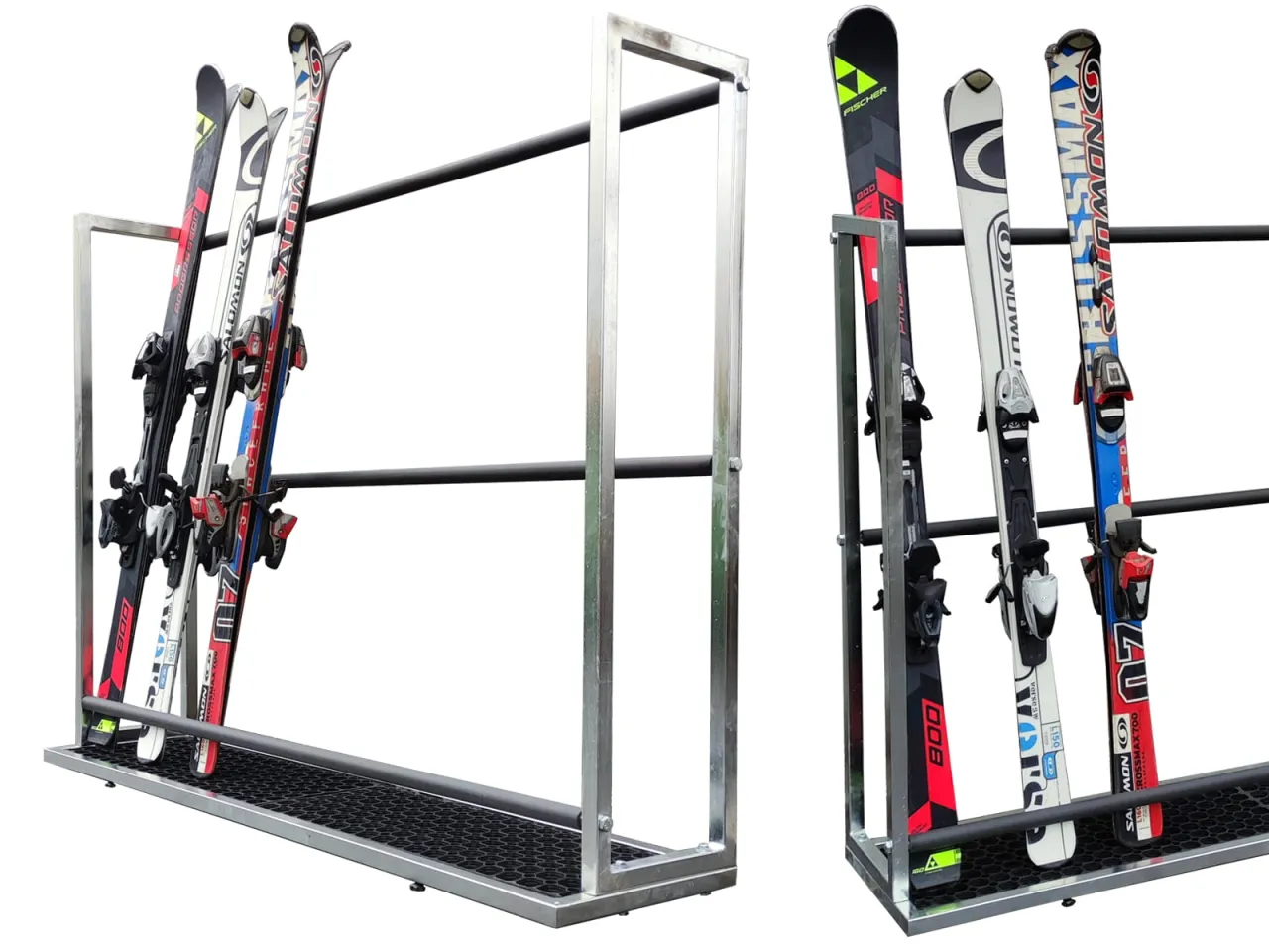 różne typy stojaków na narty