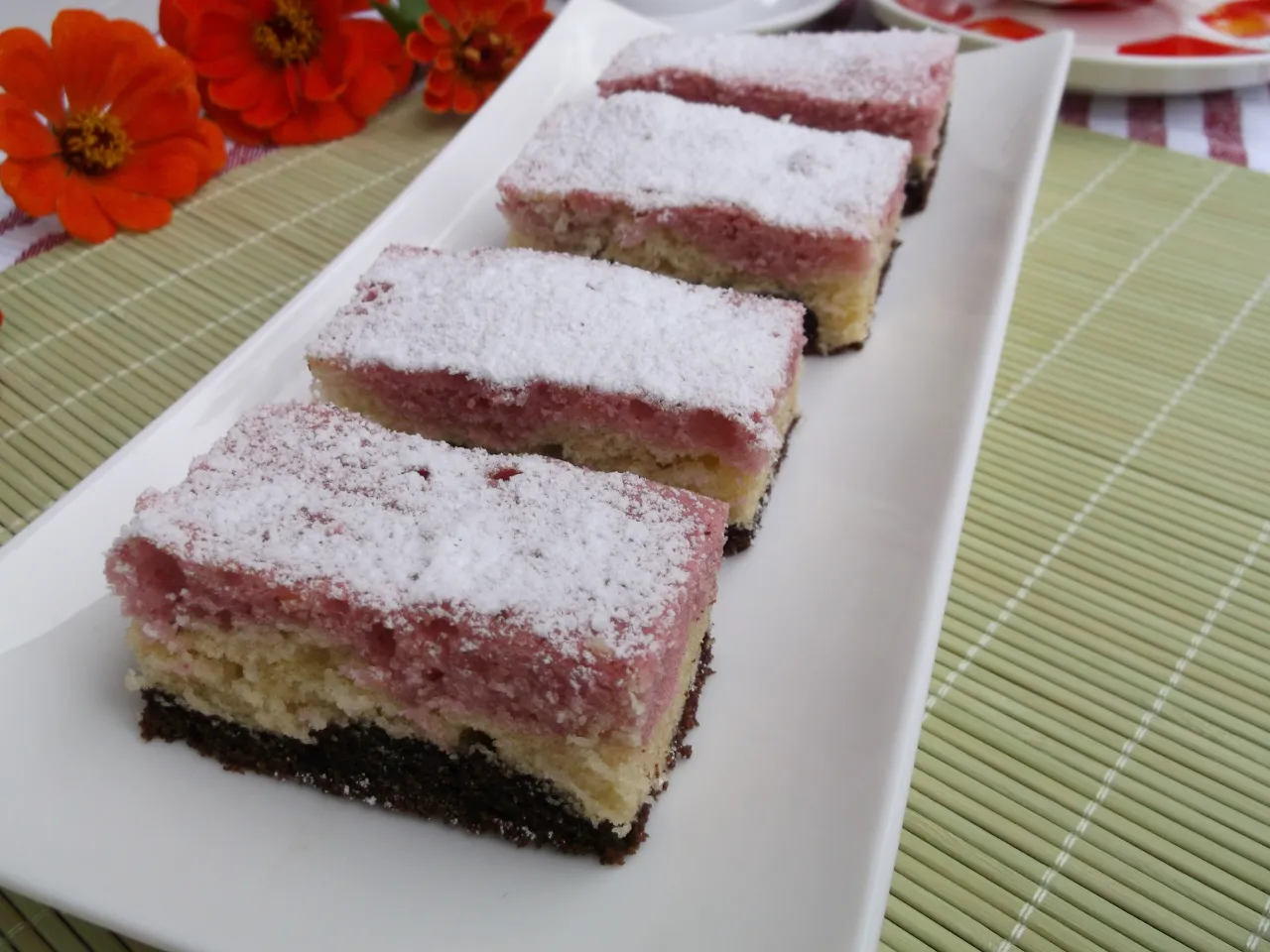 składniki na ciasto trójkolorowe