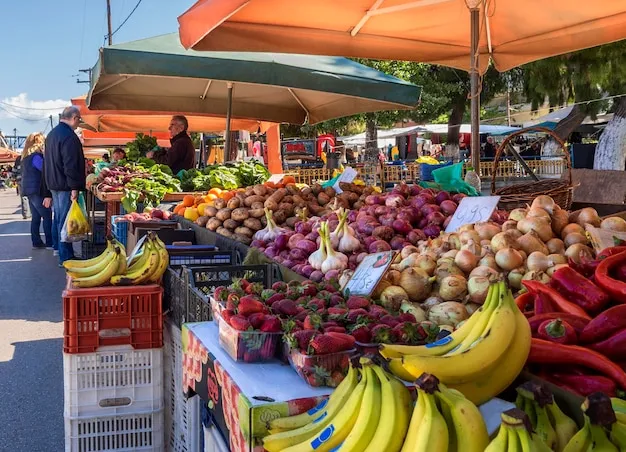 Grecki targ jedzenie