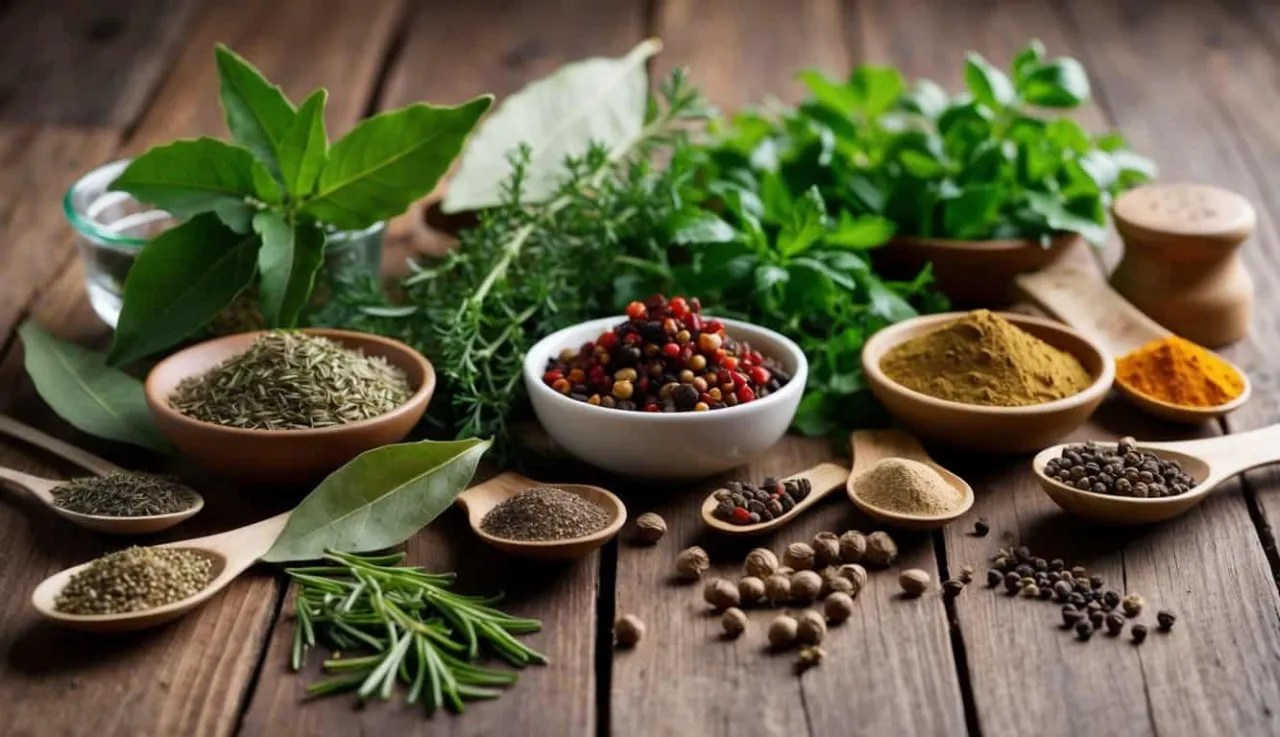 Zestaw przypraw do grochówki: majeranek, liść laurowy, ziele angielskie, pieprz