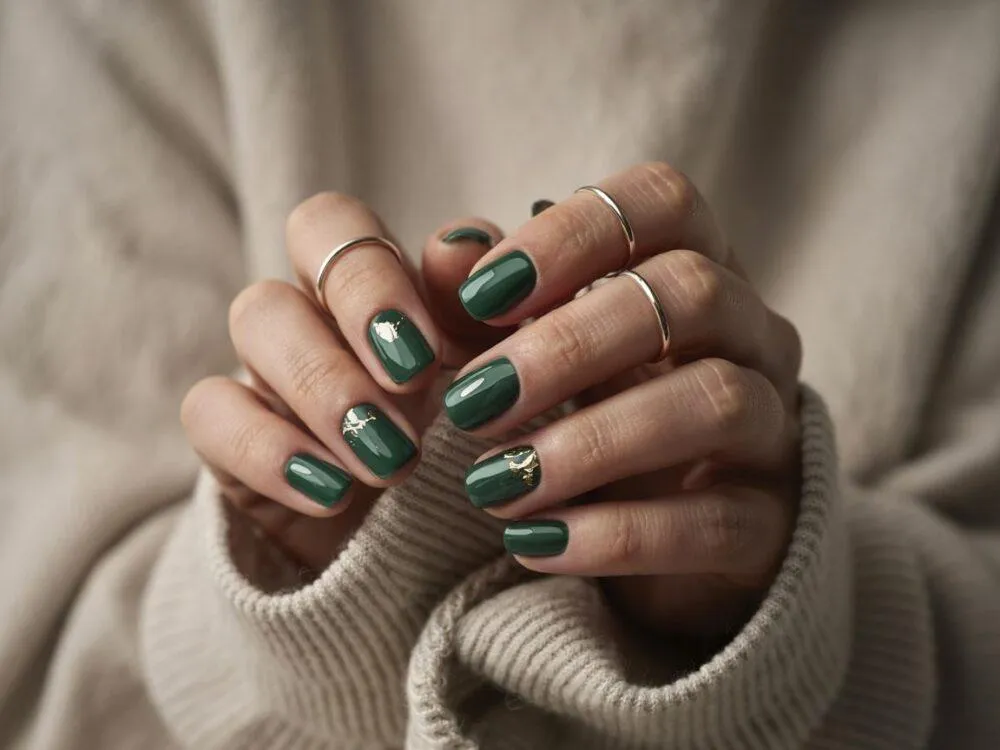 butelkowa zieleń paznokcie odważne połączenia