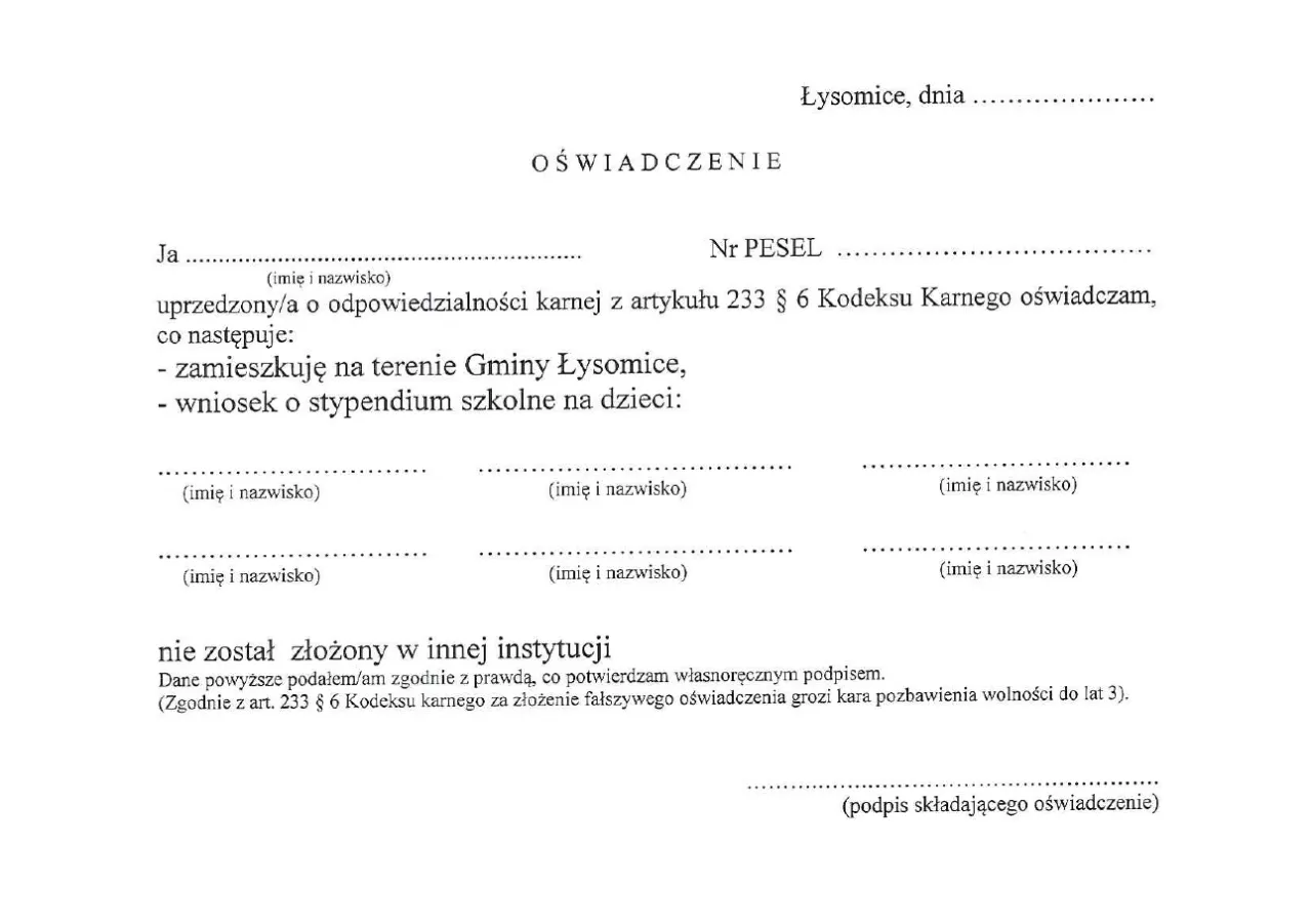 wniosek o stypendium szkolne formularz wypełnianie