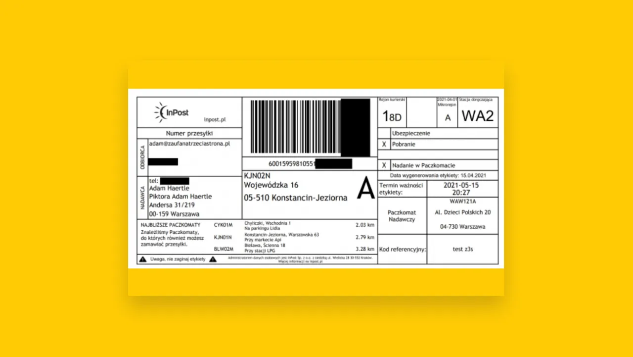 etykieta inpost na paczce