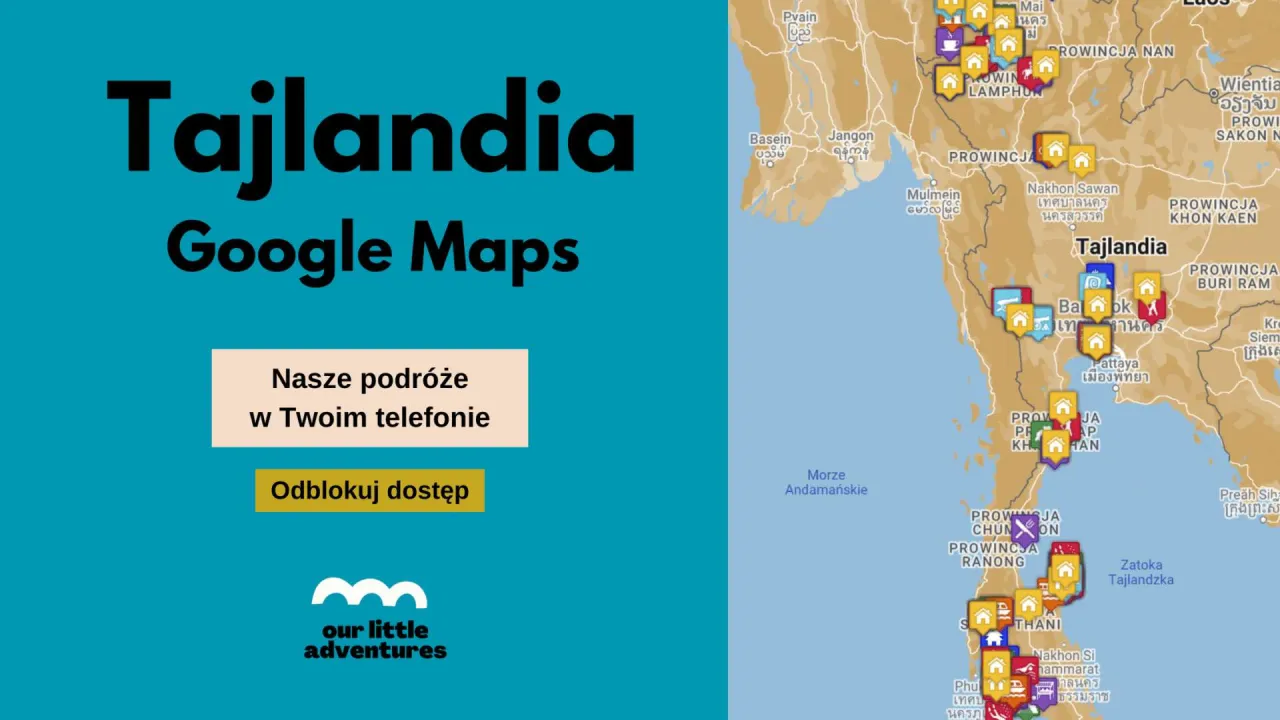 Mapa Tajlandii z zaznaczonymi miastami. Dowiedz się, ile jest różnicy czasu między Polską a Tajlandią, planując podróż.