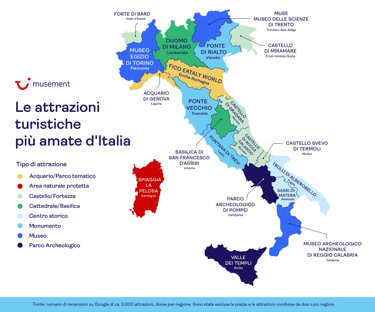 Mappa interattiva attrazioni turistiche Italia