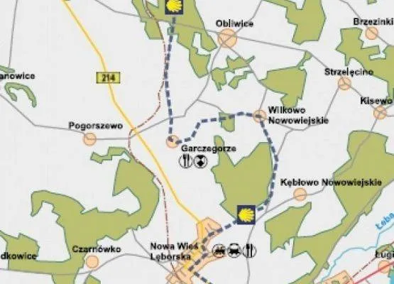 Mapa trasy Lębork Łeba bus