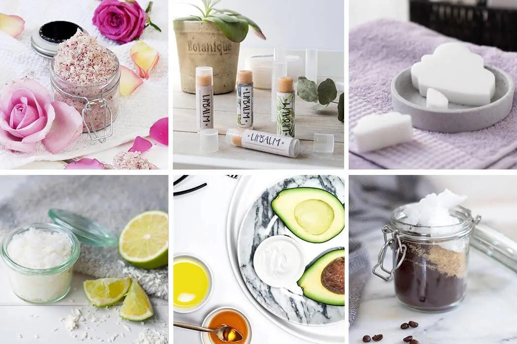 DIY Kosmetik Zutaten und Zubeh&ouml;r aufger&auml;umt